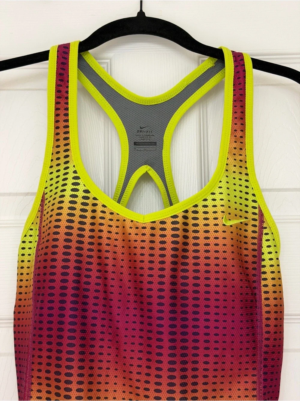 2012 Nike Racerback Dri-Fit Built-in Bra Tank in Neon Yellow & Pink Gradient